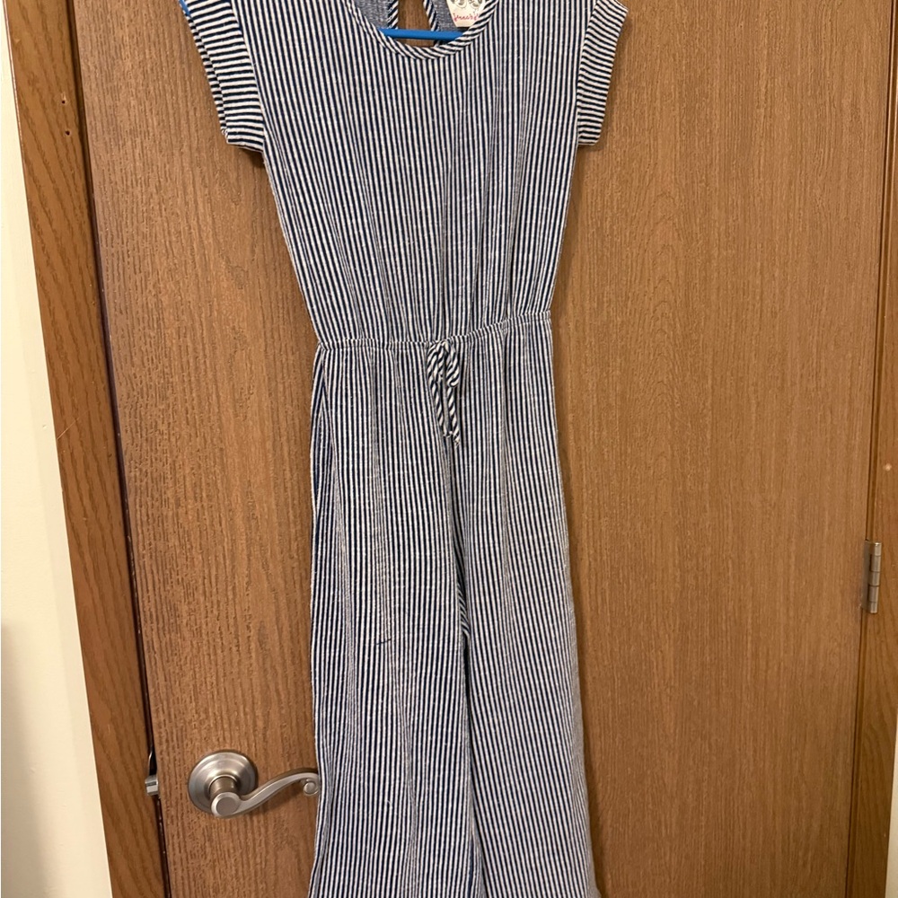 Navy and White Striped Kids Romper